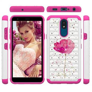 Watercolor Studded Rhinestone Bling Diamond Shock Absorbing Hybrid Defender Rugged Phone Case Cover for LG K30 (2019) 5.45 inch