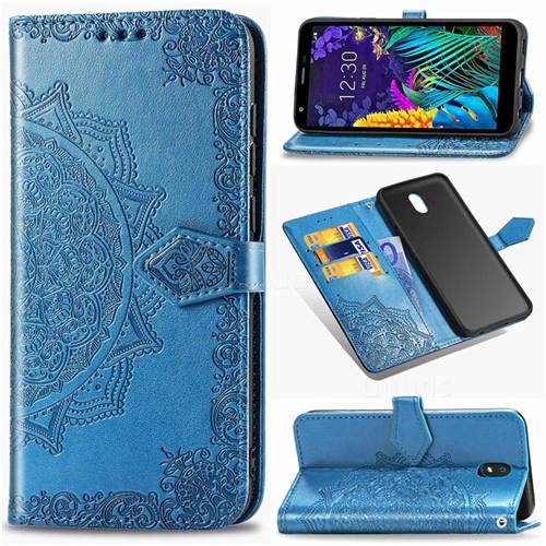 Embossing Imprint Mandala Flower Leather Wallet Case for LG K30 (2019) 5.45 inch - Blue