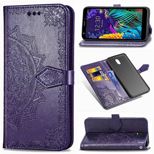 Embossing Imprint Mandala Flower Leather Wallet Case for LG K30 (2019) 5.45 inch - Purple