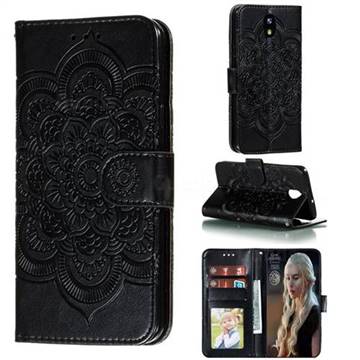 Intricate Embossing Datura Solar Leather Wallet Case for LG K30 (2019) 5.45 inch - Black