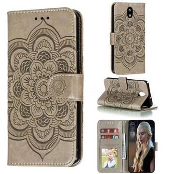 Intricate Embossing Datura Solar Leather Wallet Case for LG K30 (2019) 5.45 inch - Gray