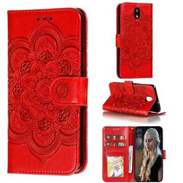 Intricate Embossing Datura Solar Leather Wallet Case for LG K30 (2019) 5.45 inch - Red