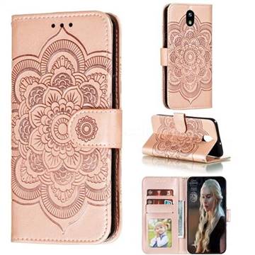 Intricate Embossing Datura Solar Leather Wallet Case for LG K30 (2019) 5.45 inch - Rose Gold