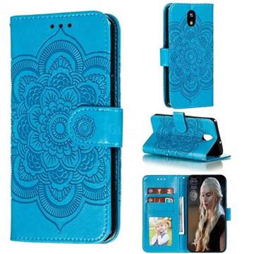 Intricate Embossing Datura Solar Leather Wallet Case for LG K30 (2019) 5.45 inch - Blue