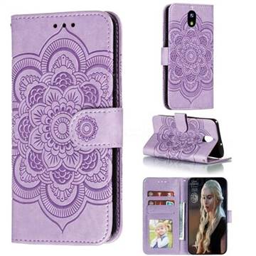 Intricate Embossing Datura Solar Leather Wallet Case for LG K30 (2019) 5.45 inch - Purple