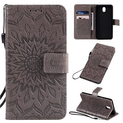 Embossing Sunflower Leather Wallet Case for LG K30 (2019) 5.45 inch - Gray