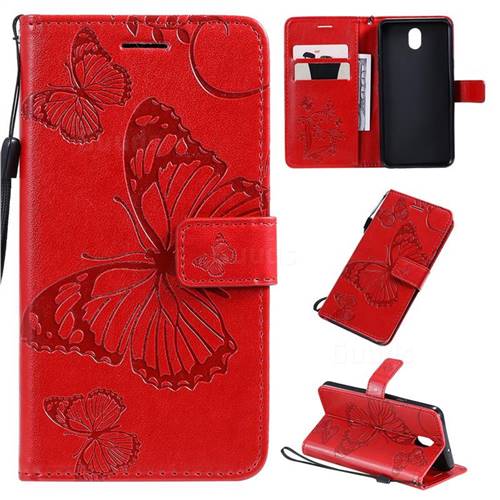 Embossing 3D Butterfly Leather Wallet Case for LG K30 (2019) 5.45 inch - Red
