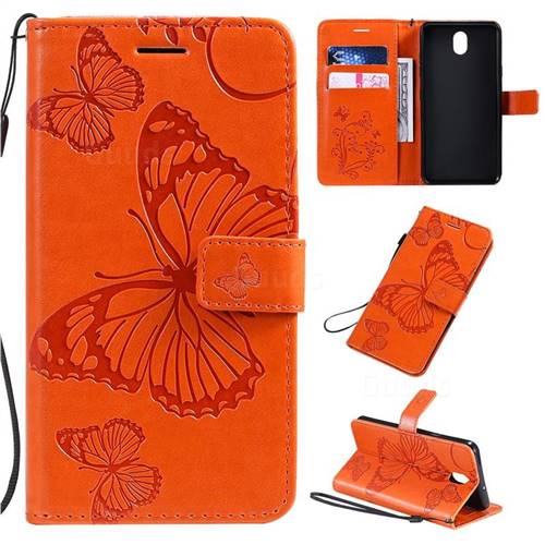 Embossing 3D Butterfly Leather Wallet Case for LG K30 (2019) 5.45 inch - Orange