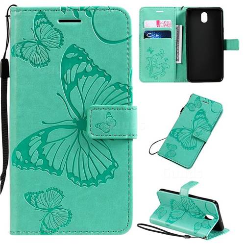 Embossing 3D Butterfly Leather Wallet Case for LG K30 (2019) 5.45 inch - Green