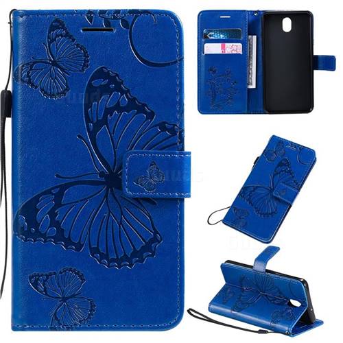 Embossing 3D Butterfly Leather Wallet Case for LG K30 (2019) 5.45 inch - Blue
