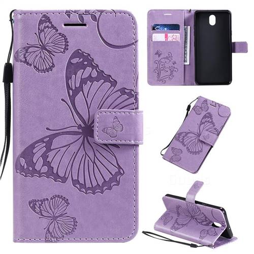 Embossing 3D Butterfly Leather Wallet Case for LG K30 (2019) 5.45 inch - Purple