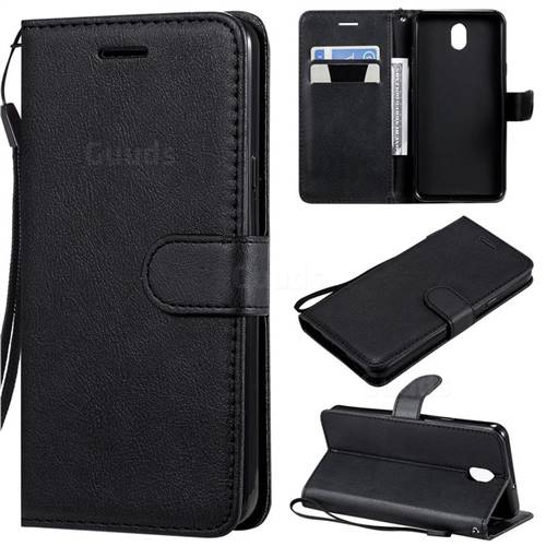 Retro Greek Classic Smooth PU Leather Wallet Phone Case for LG K30 (2019) 5.45 inch - Black