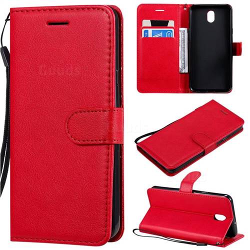 Retro Greek Classic Smooth PU Leather Wallet Phone Case for LG K30 (2019) 5.45 inch - Red