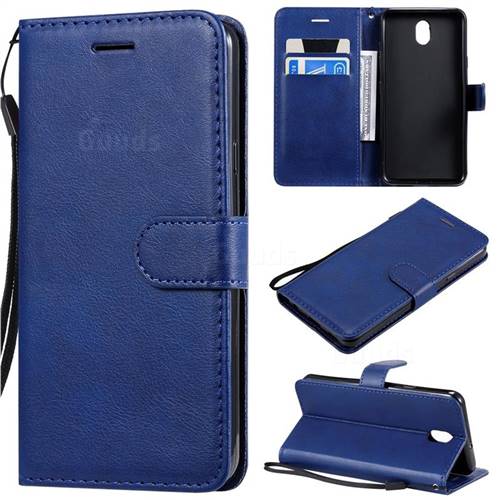 Retro Greek Classic Smooth PU Leather Wallet Phone Case for LG K30 (2019) 5.45 inch - Blue