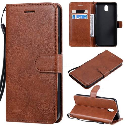 Retro Greek Classic Smooth PU Leather Wallet Phone Case for LG K30 (2019) 5.45 inch - Brown