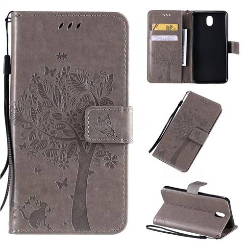 Embossing Butterfly Tree Leather Wallet Case for LG K30 (2019) 5.45 inch - Grey