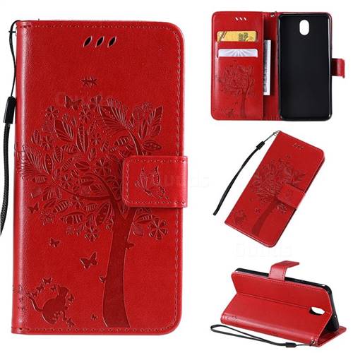 Embossing Butterfly Tree Leather Wallet Case for LG K30 (2019) 5.45 inch - Red