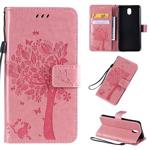 Embossing Butterfly Tree Leather Wallet Case for LG K30 (2019) 5.45 inch - Pink