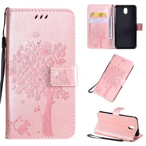 Embossing Butterfly Tree Leather Wallet Case for LG K30 (2019) 5.45 inch - Rose Pink