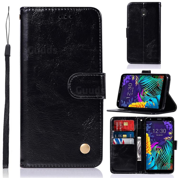 Luxury Retro Leather Wallet Case for LG K30 (2019) 5.45 inch - Black