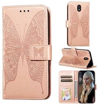 Intricate Embossing Vivid Butterfly Leather Wallet Case for LG K30 (2019) 5.45 inch - Rose Gold