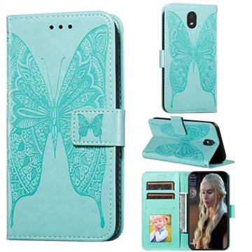 Intricate Embossing Vivid Butterfly Leather Wallet Case for LG K30 (2019) 5.45 inch - Green