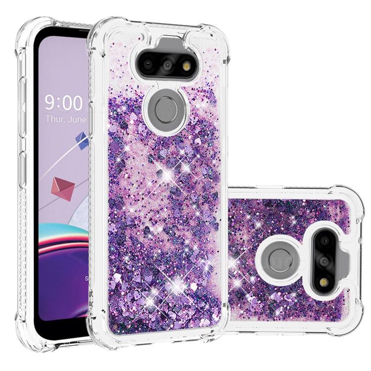 Dynamic Liquid Glitter Sand Quicksand Star TPU Case for LG K31 - Purple