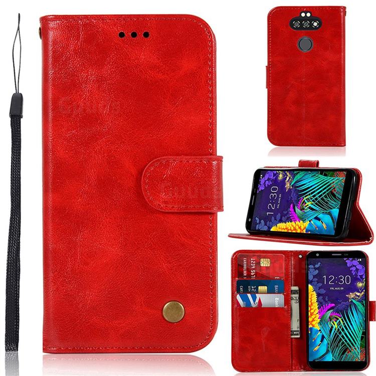 Luxury Retro Leather Wallet Case for LG K31 - Red