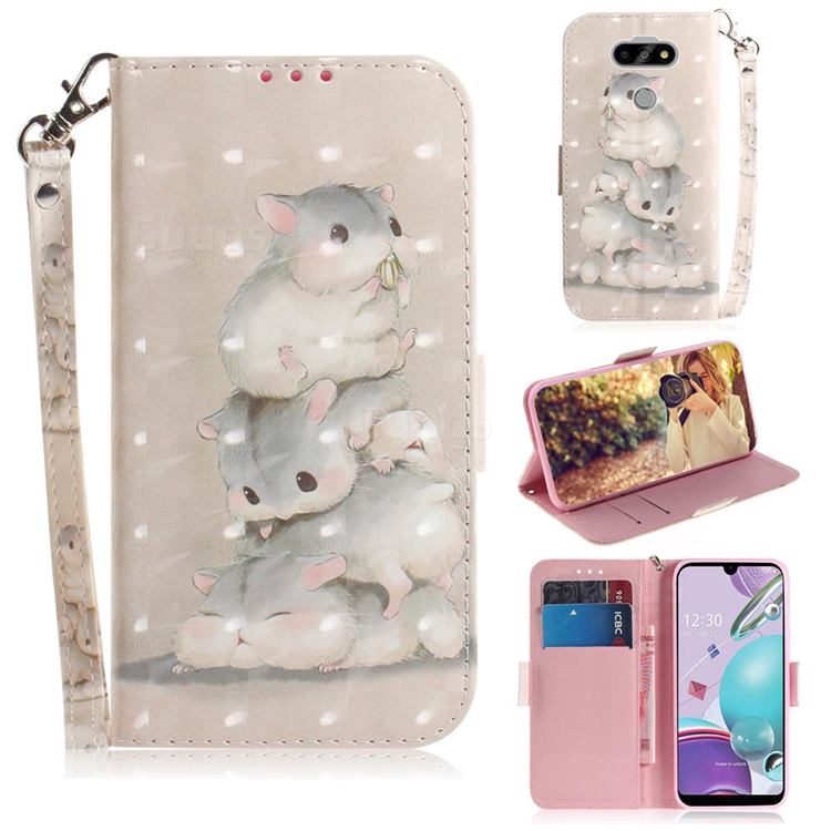 Three Squirrels 3D Painted Leather Wallet Phone Case for LG K31