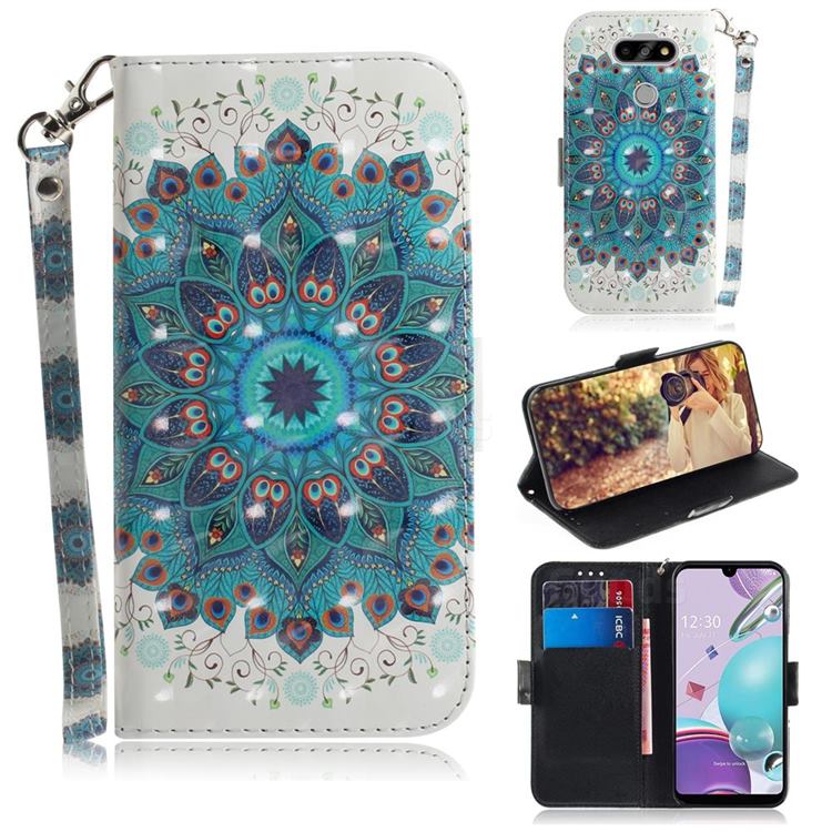 Peacock Mandala 3D Painted Leather Wallet Phone Case for LG K31