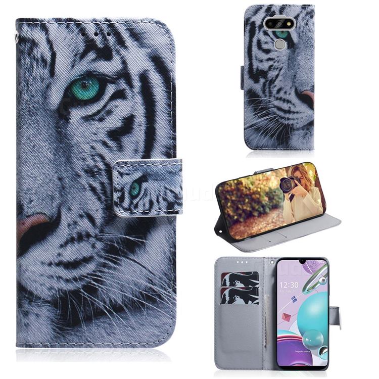 White Tiger PU Leather Wallet Case for LG K31