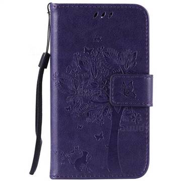 Embossing Butterfly Tree Leather Wallet Case for LG K4 - Purple