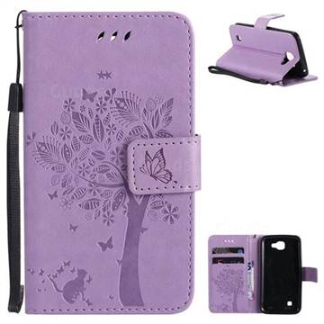 Embossing Butterfly Tree Leather Wallet Case for LG K4 - Violet