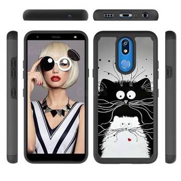 Black and White Cat Shock Absorbing Hybrid Defender Rugged Phone Case Cover for LG K40 (LG K12+, LG K12 Plus)