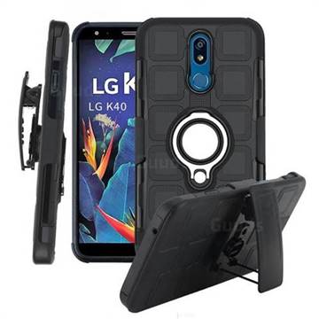 3 in 1 PC + Silicone Leather Phone Case for LG K40 (LG K12+, LG K12 Plus) - Black
