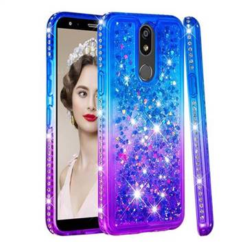 Diamond Frame Liquid Glitter Quicksand Sequins Phone Case for LG K40 (LG K12+, LG K12 Plus) - Blue Purple
