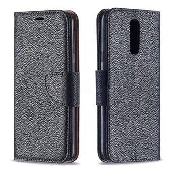 Classic Luxury Litchi Leather Phone Wallet Case for LG K40 (LG K12+, LG K12 Plus) - Black