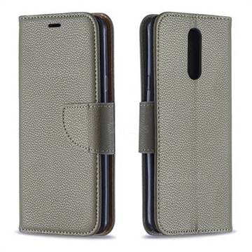 Classic Luxury Litchi Leather Phone Wallet Case for LG K40 (LG K12+, LG K12 Plus) - Gray