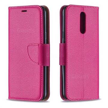Classic Luxury Litchi Leather Phone Wallet Case for LG K40 (LG K12+, LG K12 Plus) - Rose