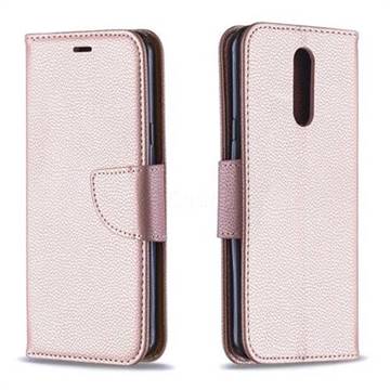 Classic Luxury Litchi Leather Phone Wallet Case for LG K40 (LG K12+, LG K12 Plus) - Golden