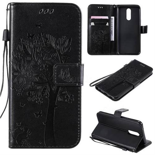 Embossing Butterfly Tree Leather Wallet Case for LG K40 (LG K12+, LG K12 Plus) - Black