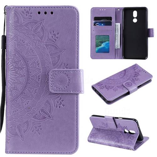 Intricate Embossing Datura Leather Wallet Case for LG K40 (LG K12+, LG K12 Plus) - Purple