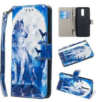 Ice Wolf 3D Painted Leather Wallet Phone Case for LG K40 (LG K12+, LG K12 Plus)