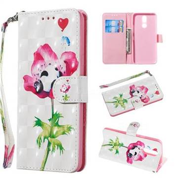 Flower Panda 3D Painted Leather Wallet Phone Case for LG K40 (LG K12+, LG K12 Plus)