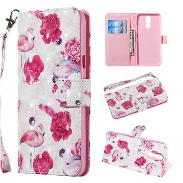 Flamingo 3D Painted Leather Wallet Phone Case for LG K40 (LG K12+, LG K12 Plus)