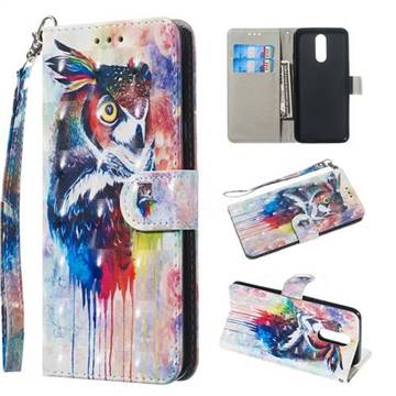 Watercolor Owl 3D Painted Leather Wallet Phone Case for LG K40 (LG K12+, LG K12 Plus)