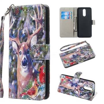 Elk Deer 3D Painted Leather Wallet Phone Case for LG K40 (LG K12+, LG K12 Plus)