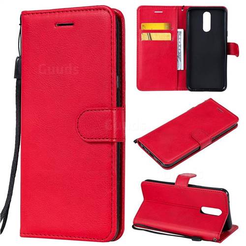 Retro Greek Classic Smooth PU Leather Wallet Phone Case for LG K40 (LG K12+, LG K12 Plus) - Red
