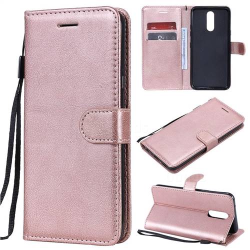 Retro Greek Classic Smooth PU Leather Wallet Phone Case for LG K40 (LG K12+, LG K12 Plus) - Rose Gold