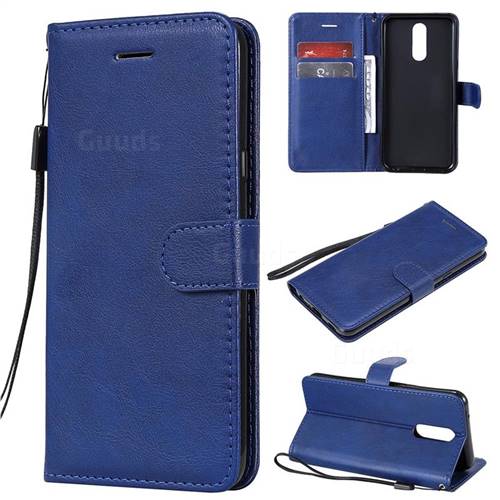 Retro Greek Classic Smooth PU Leather Wallet Phone Case for LG K40 (LG K12+, LG K12 Plus) - Blue
